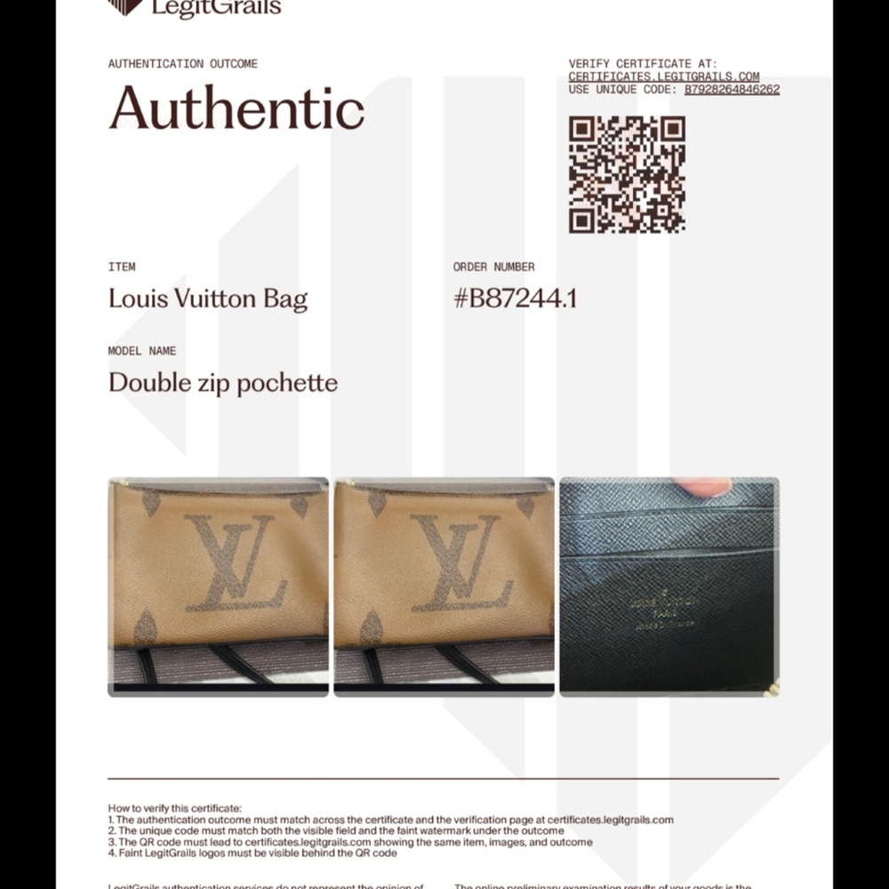 Louis Vuitton Monogram Reverse Double Zip Pochette COA included - Picture 12 of 12